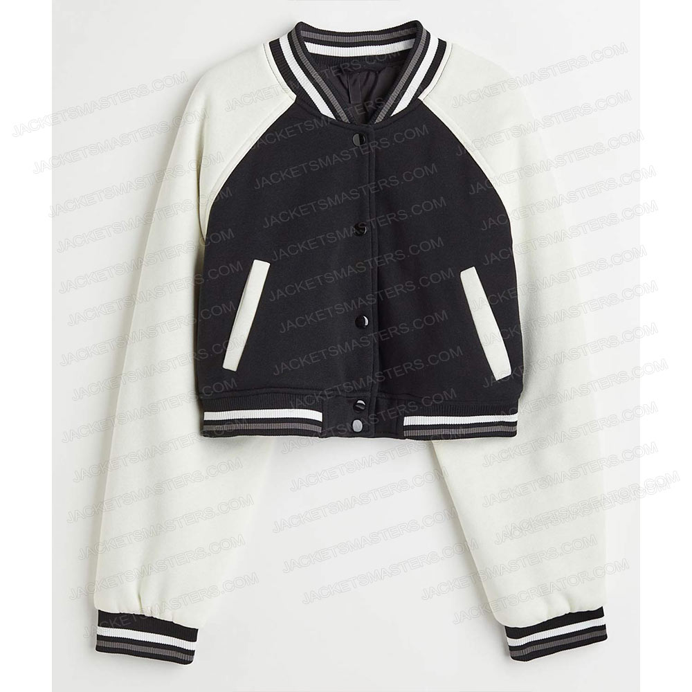 Midori Francis The Sex Lives of College Girls Cropped Varsity Jacket - Image 5