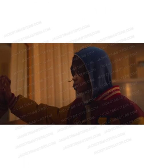 Letitia Wright The Silent Twins Letterman Maroon and Yellow Jacket - Image 3