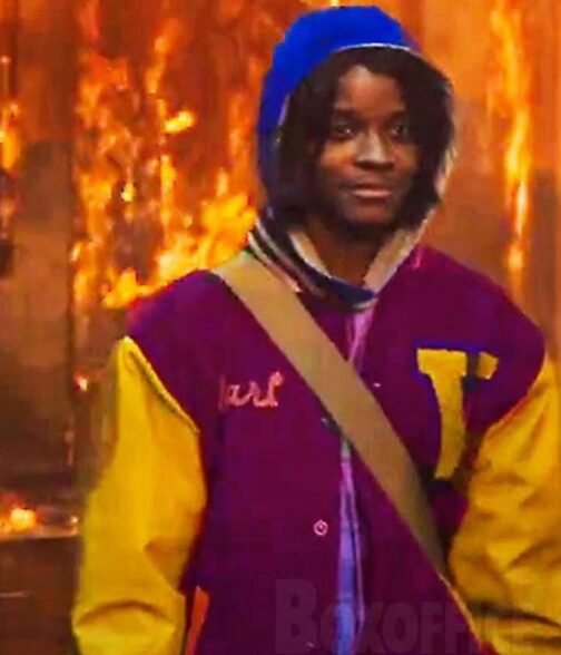 Letitia Wright The Silent Twins Letterman Maroon and Yellow Jacket - Image 2