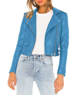 Eve The Talk Blue Leather Jacket