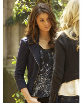 The Vampire Diaries S05 Nina Dobrev Navy Suede Jacket