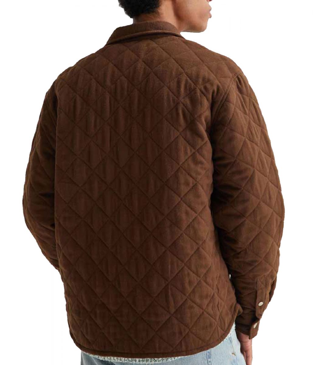 B Positive S02 Thomas Middleditch Brown Quilted Jacket - Image 3