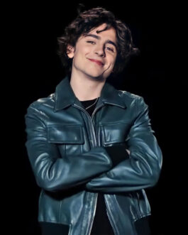 Timothée Chalamet Bomber Green Leather Jacket