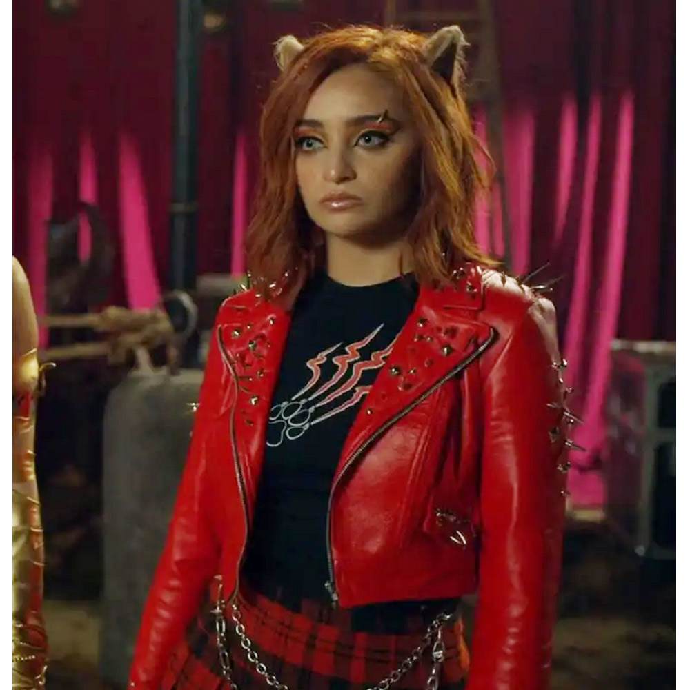 Salena Qureshi Monster High 2 Red Leather Jacket - Image 10