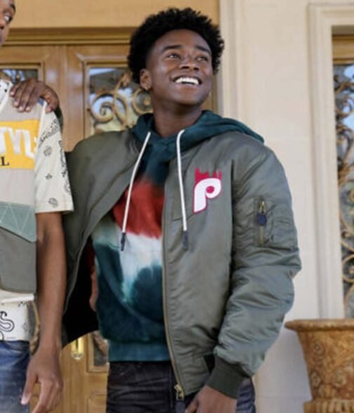 Bel-Air Stevonte Hart Bomber Green Satin Jacket
