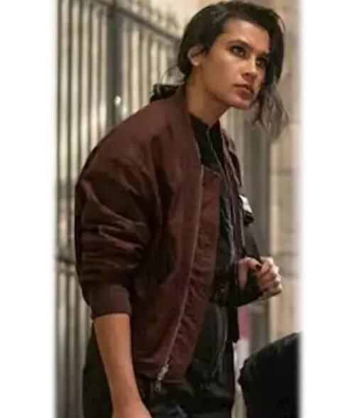 Sophia Ali Uncharted Maroon Satin Jacket - Image 2