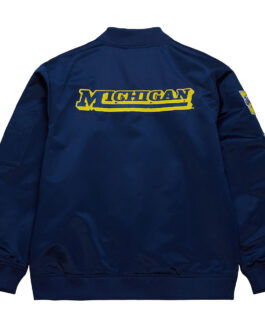 University of Michigan Vintage Logo Navy Lightweight Satin Jacket