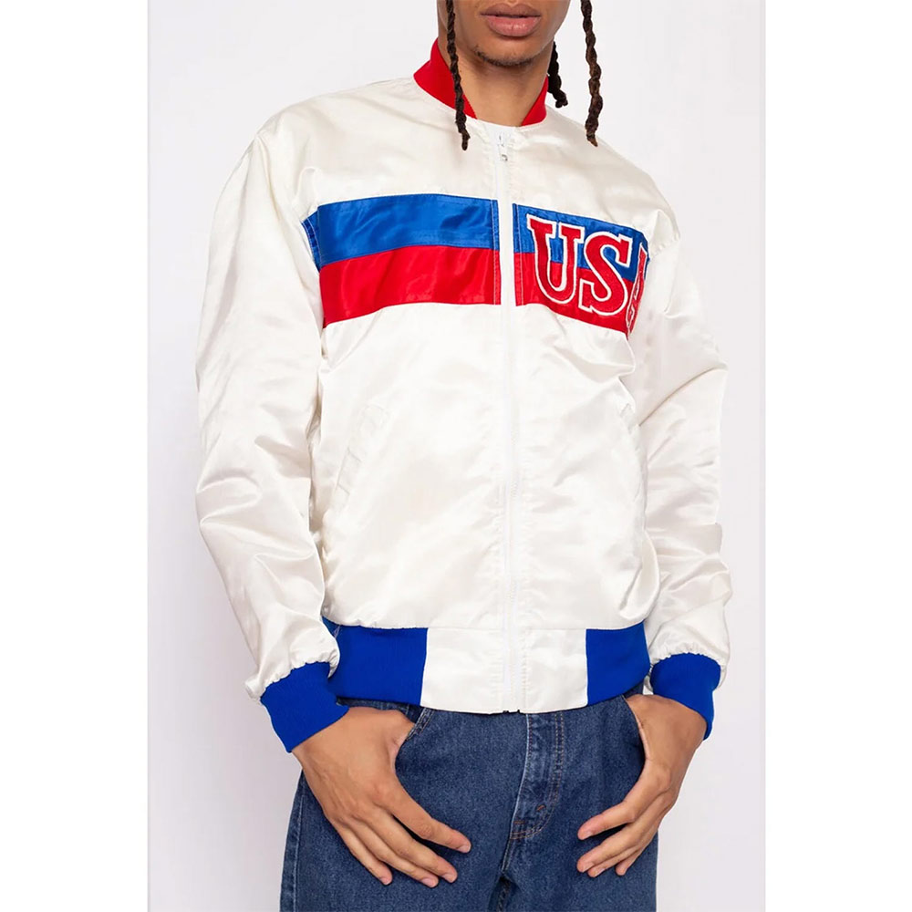 USA 80’s White Satin Jacket - Image 3