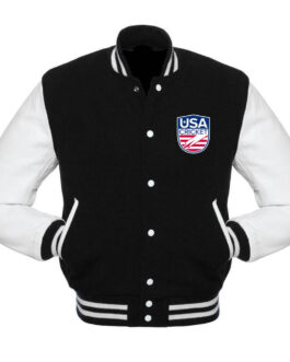 USA Cricket Team Varsity Black and White Jacket