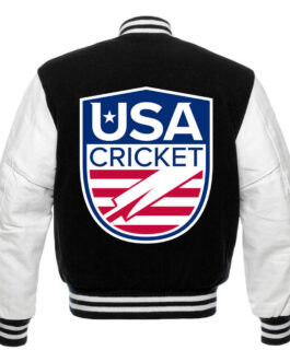 USA Cricket Team Varsity Black and White Jacket