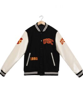 USC Trojans Varsity White and Black Jacket