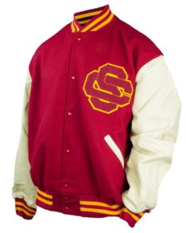 USC Trojans Cardinal Interlock Baseball Varsity Jacket