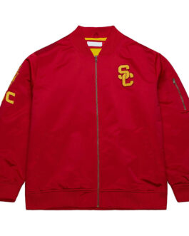USC Trojans Cardinal SC Interlock Bomber Lightweight Satin Jacket