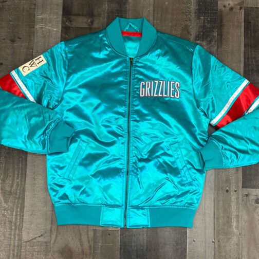 Vancouver Grizzlies NBA Aqua Green Satin Jacket - Image 3