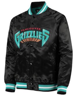 Vancouver Grizzlies Hardwood Classics Black Full-Snap Jacket