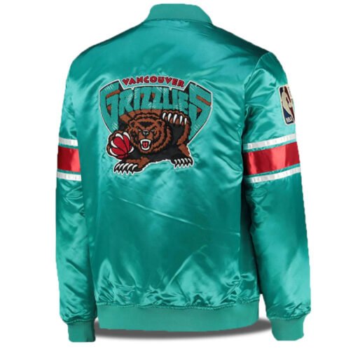 Vancouver Grizzlies NBA Aqua Green Satin Jacket - Image 2