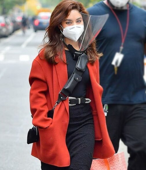 Vanessa Hudgens Tick Tick Boom Orange Wool Coat - Image 4