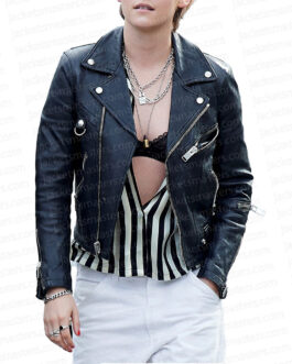 Stella Maxwell Victorias Secret Leather Jacket