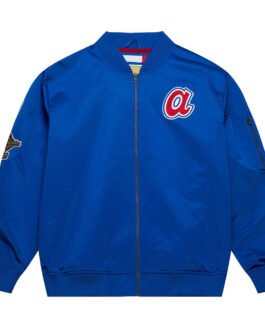 Atlanta Braves Vintage Logo Royal Lightweight Satin Jacket