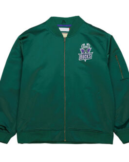Milwaukee Bucks Vintage Logo Green Lightweight Satin Jacket