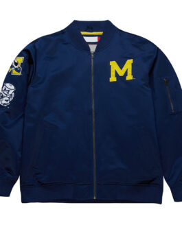 University of Michigan Vintage Logo Navy Lightweight Satin Jacket