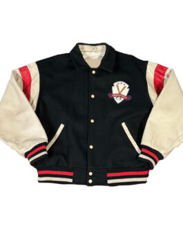 Vintage Louisville Slugger Black and Cream Varsity Jacket