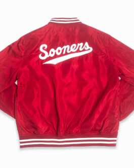 Vintage Script Oklahoma Sooners Red Bomber Jacket