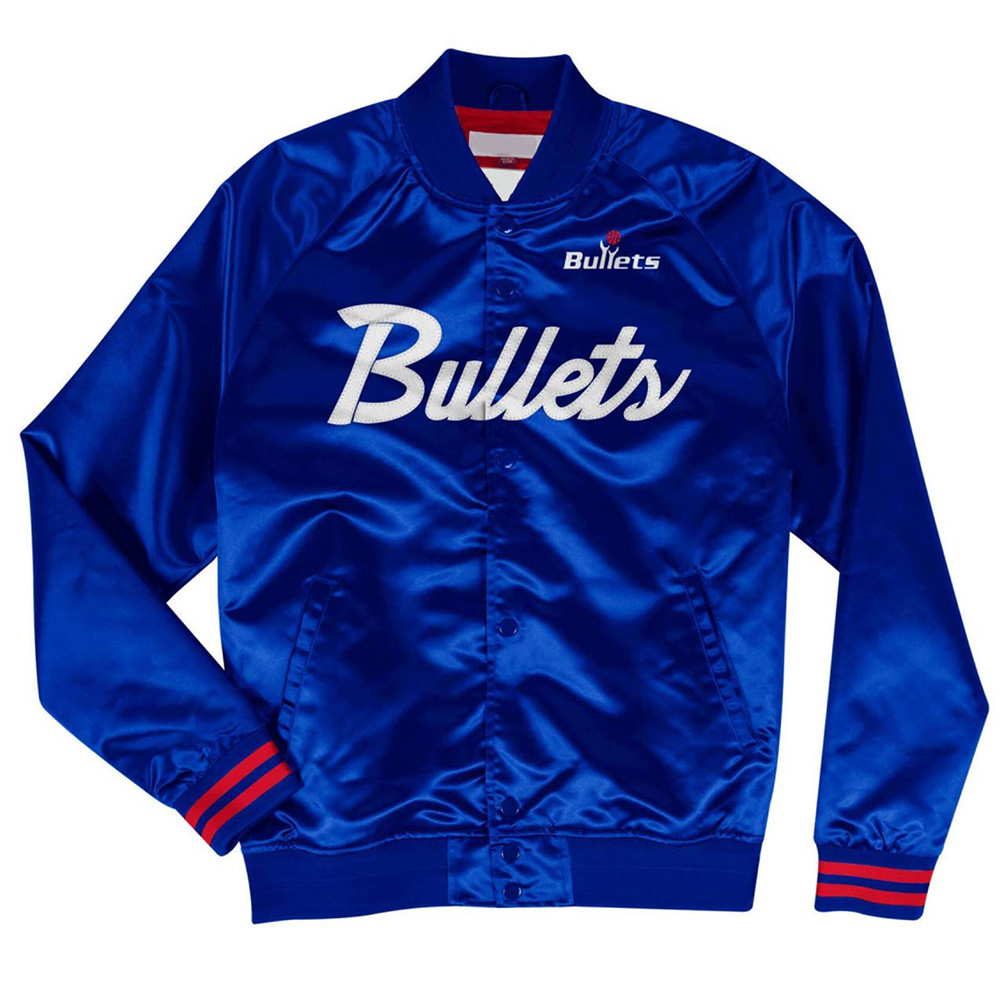 Washington Bullets Blue Lightweight Satin Jacket