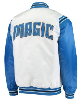 White/Blue Orlando Magic Renegade Varsity Satin Jacket