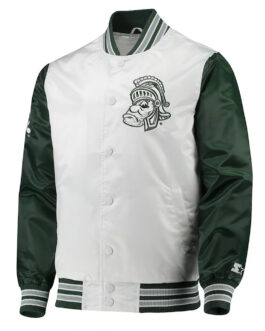The Legend Michigan State Spartans White and Green Satin Jacket
