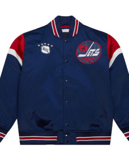 Winnipeg Jets Heavyweight Navy Satin Jacket