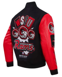 Winston-Salem State Rams Homecoming Black and Red Varsity Jacket