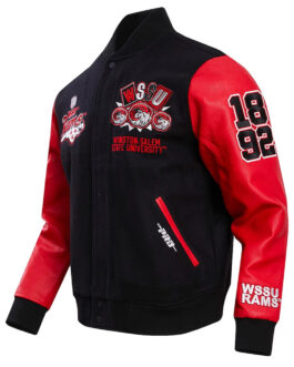 Winston-Salem State Rams Homecoming Black and Red Varsity Jacket