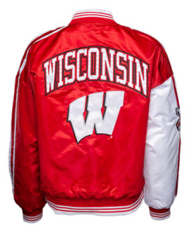 Wisconsin Badgers Red and White Satin Jacket