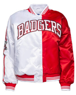 Wisconsin Badgers Red and White Satin Jacket