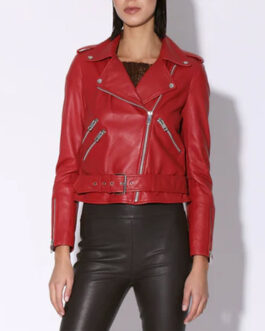 The Afterparty Gemma Chan Red Leather Jacket