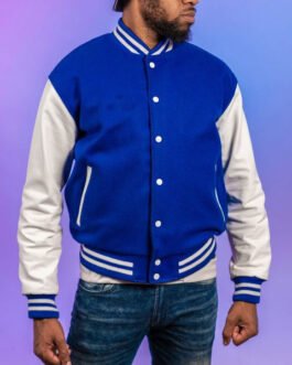 All Might Plus Ultra91 Letterman Blue and White Jacket
