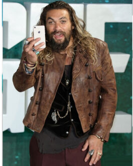 Justice League Jason Momoa Double Breasted Leather Jacket
