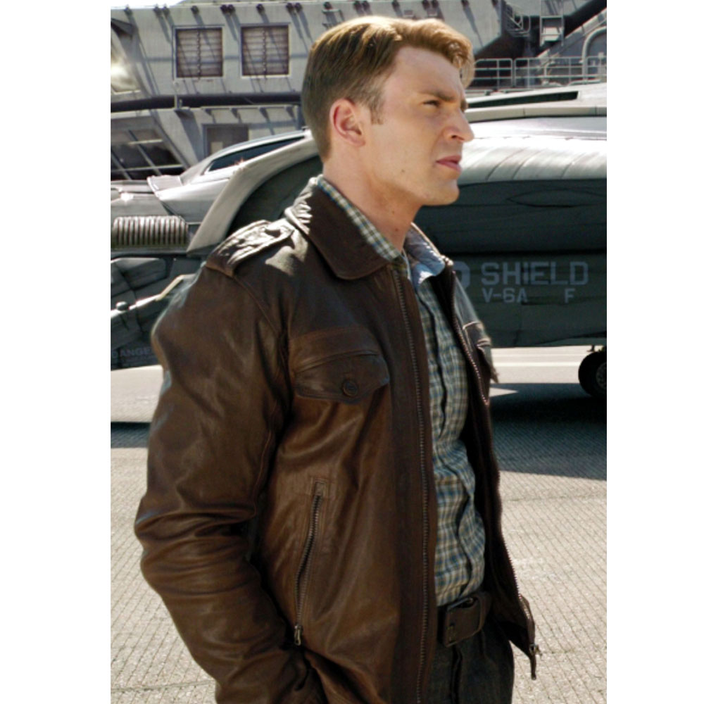 Chris Evans Captain America Avengers Brown Jacket - Image 11