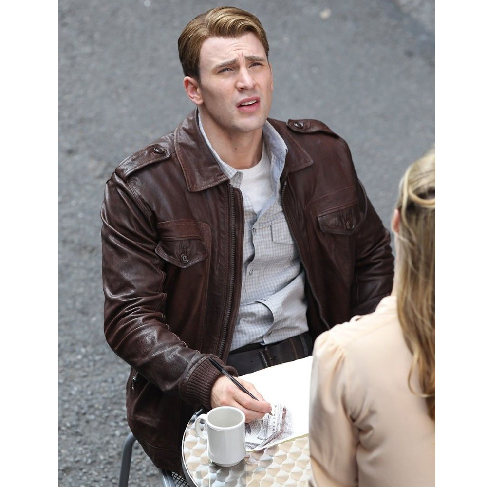 Chris Evans Captain America Avengers Brown Jacket - Image 6