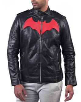 Batman Black Leather Biker Jacket
