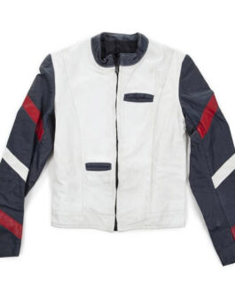 Bruce Lee Navy and White Leather Jacket