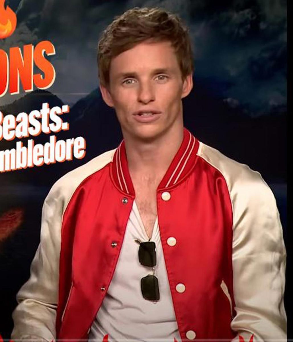 Burning Questions Eddie Redmayne Satin Varsity Jacket - Image 2
