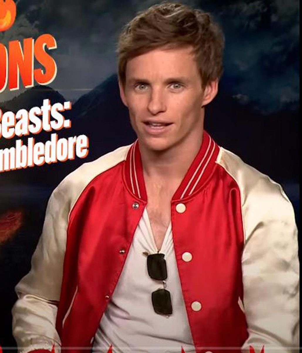 Burning Questions Eddie Redmayne Satin Varsity Jacket - Image 3