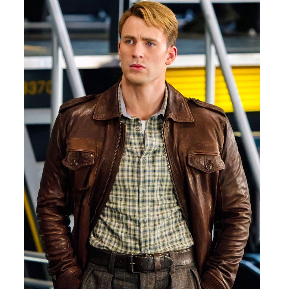 Chris Evans Captain America Avengers Brown Jacket - Image 7