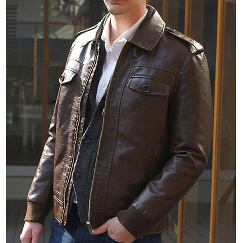 Chris Evans Captain America Avengers Brown Jacket - Image 12