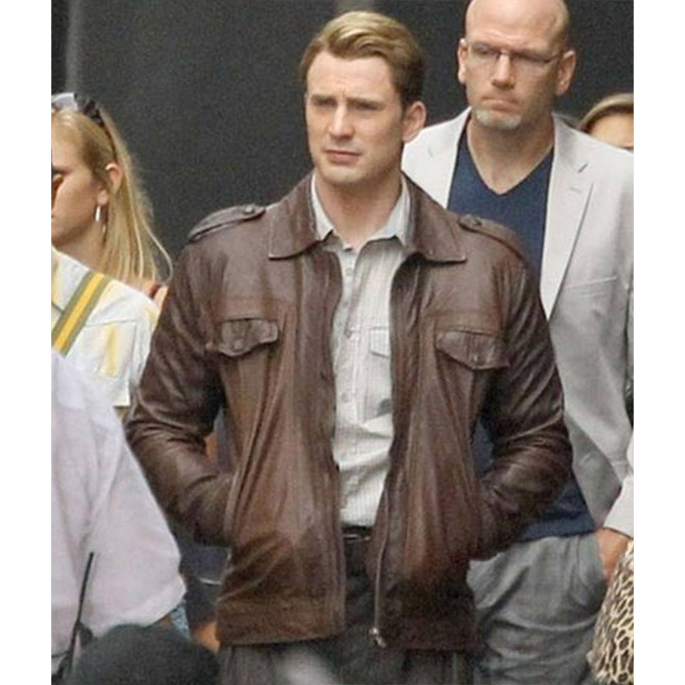 Chris Evans Captain America Avengers Brown Jacket - Image 9