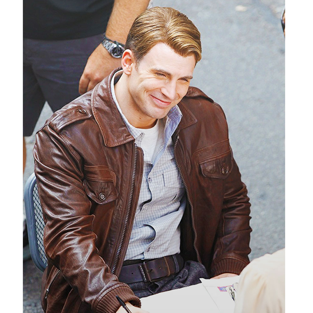 Chris Evans Captain America Avengers Brown Jacket - Image 10