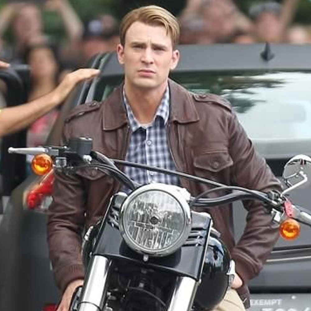 Chris Evans Captain America Avengers Brown Jacket - Image 17