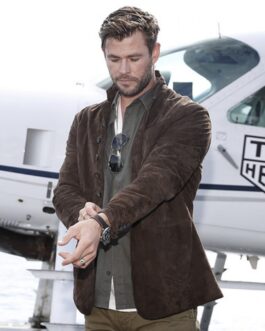 Chris Hemsworth Spiderhead Brown Suede Jacket